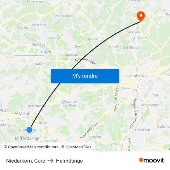 Niederkorn, Gare to Helmdange map