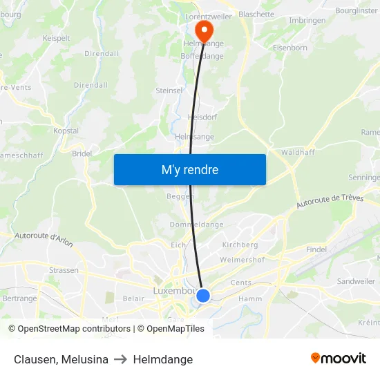 Clausen, Melusina to Helmdange map