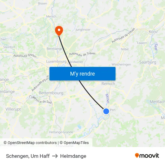 Schengen, Um Haff to Helmdange map