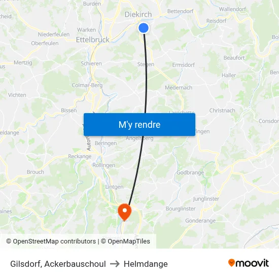 Gilsdorf, Ackerbauschoul to Helmdange map
