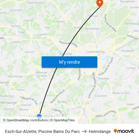 Esch-Sur-Alzette, Piscine Bains Du Parc to Helmdange map