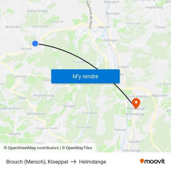 Brouch (Mersch), Kloeppel to Helmdange map