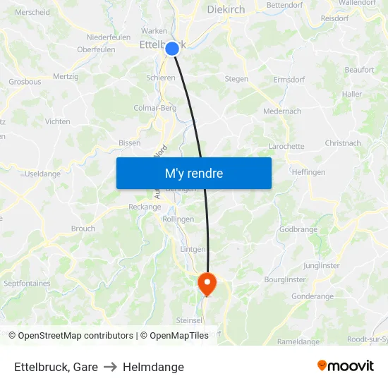 Ettelbruck, Gare to Helmdange map