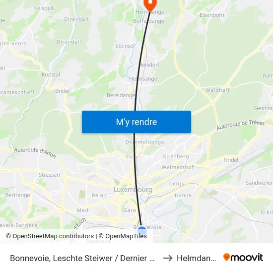 Bonnevoie, Leschte Steiwer / Dernier Sol to Helmdange map