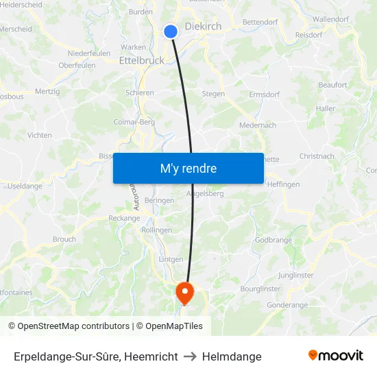 Erpeldange-Sur-Sûre, Heemricht to Helmdange map