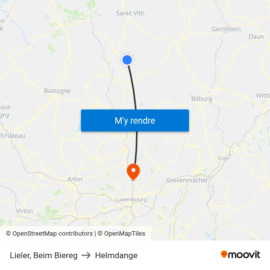 Lieler, Beim Biereg to Helmdange map