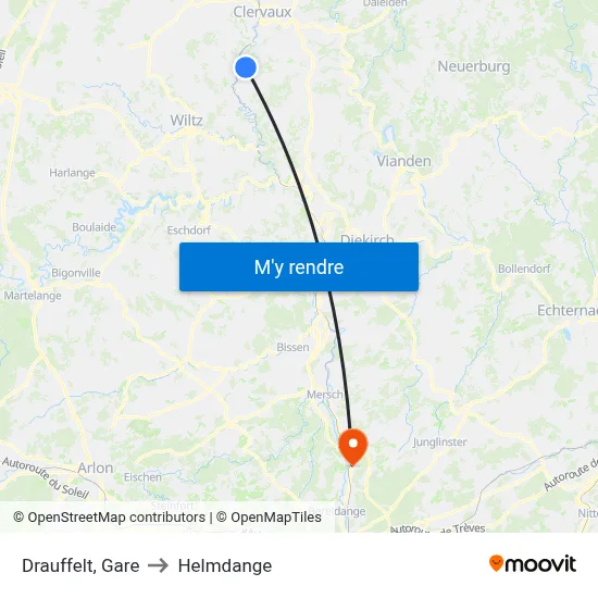 Drauffelt, Gare to Helmdange map