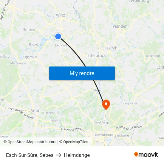 Esch-Sur-Sûre, Sebes to Helmdange map