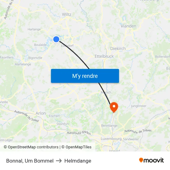Bonnal, Um Bommel to Helmdange map