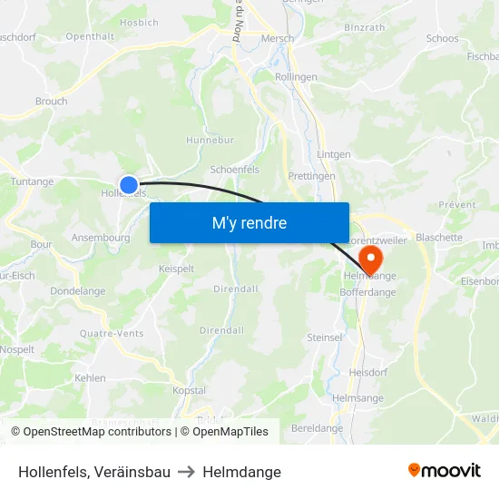 Hollenfels, Veräinsbau to Helmdange map