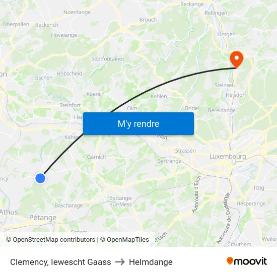 Clemency, Iewescht Gaass to Helmdange map