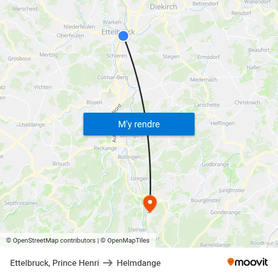 Ettelbruck, Prince Henri to Helmdange map