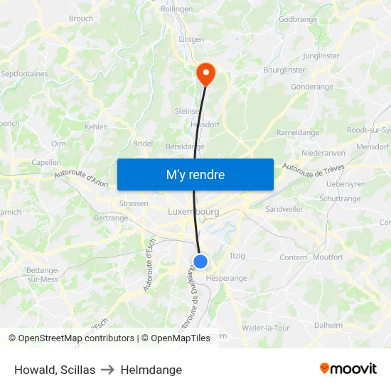 Howald, Scillas to Helmdange map