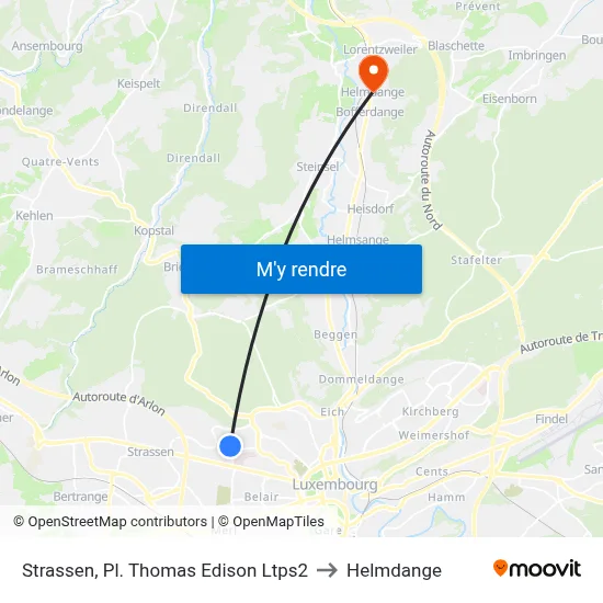 Strassen, Pl. Thomas Edison Ltps2 to Helmdange map