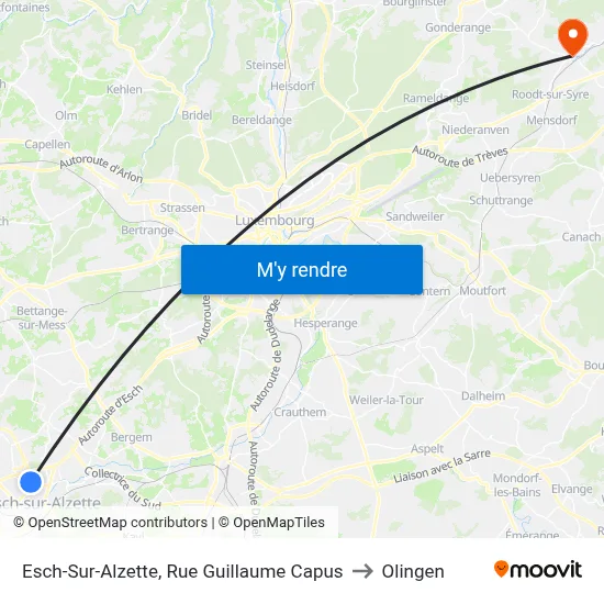 Esch-Sur-Alzette, Rue Guillaume Capus to Olingen map