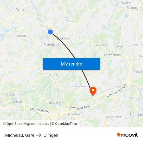 Michelau, Gare to Olingen map