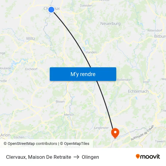 Clervaux, Maison De Retraite to Olingen map