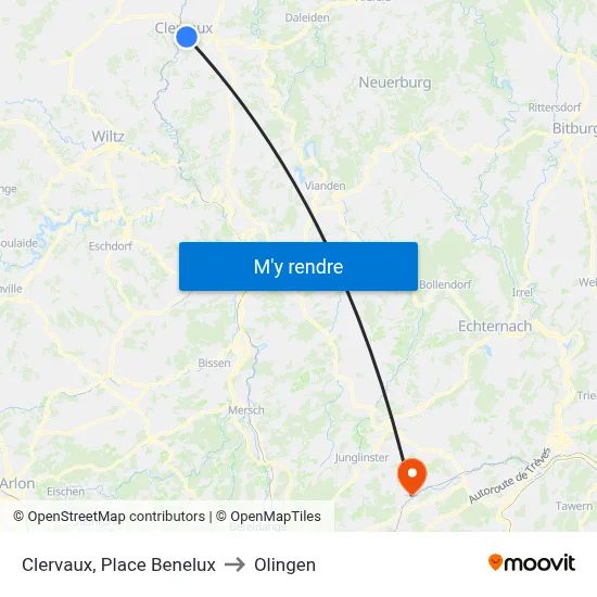 Clervaux, Place Benelux to Olingen map