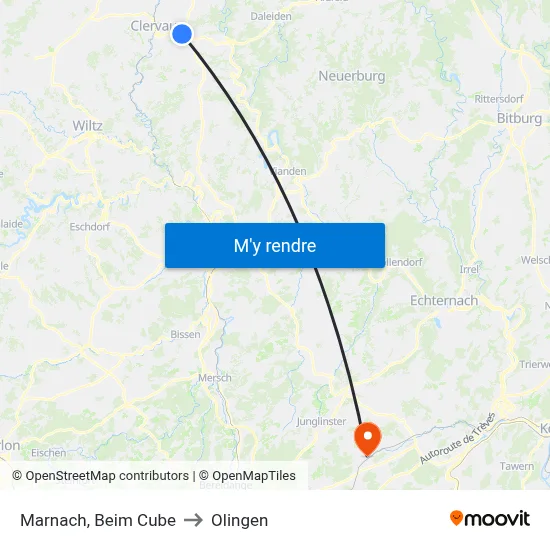 Marnach, Beim Cube to Olingen map