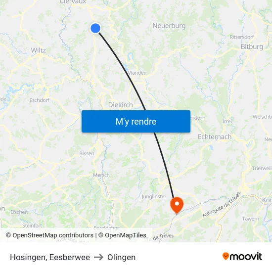 Hosingen, Eesberwee to Olingen map