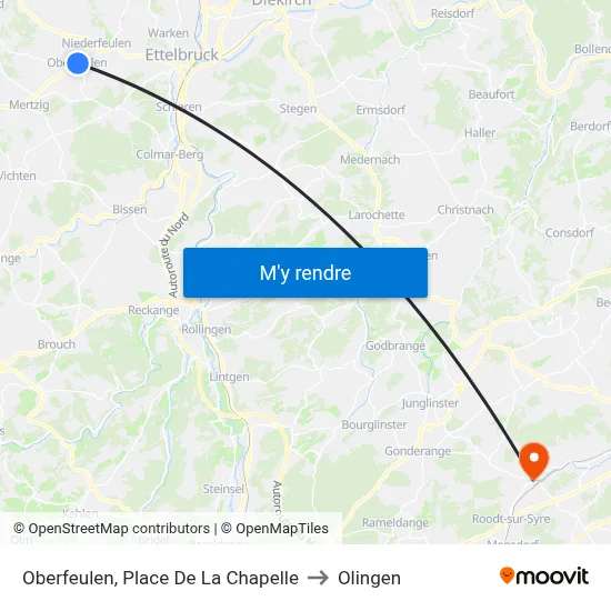 Oberfeulen, Place De La Chapelle to Olingen map