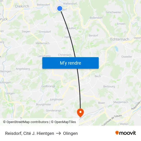 Reisdorf, Cité J. Hientgen to Olingen map