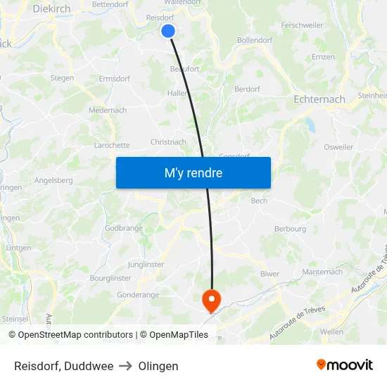 Reisdorf, Duddwee to Olingen map