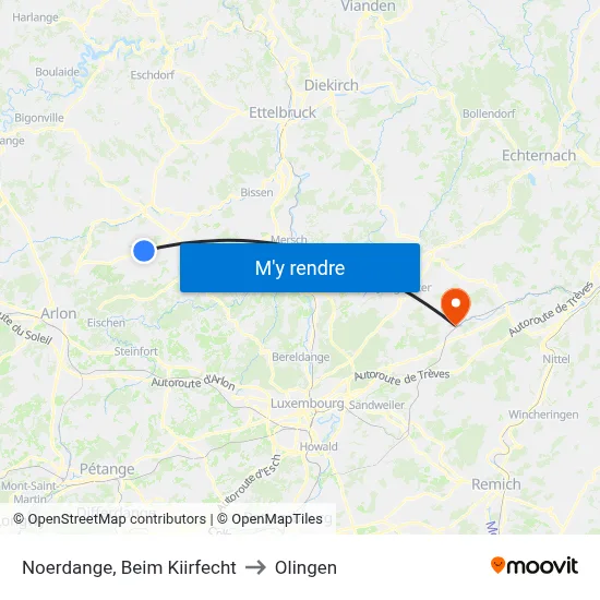Noerdange, Beim Kiirfecht to Olingen map