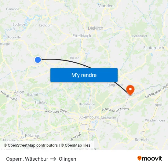 Ospern, Wäschbur to Olingen map
