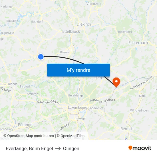 Everlange, Beim Engel to Olingen map