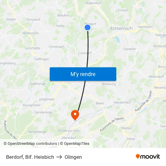 Berdorf, Bif. Heisbich to Olingen map