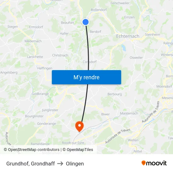Grundhof, Grondhaff to Olingen map