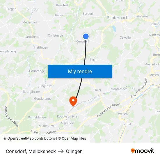 Consdorf, Melicksheck to Olingen map
