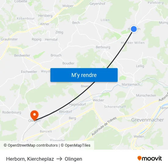 Herborn, Kiercheplaz to Olingen map
