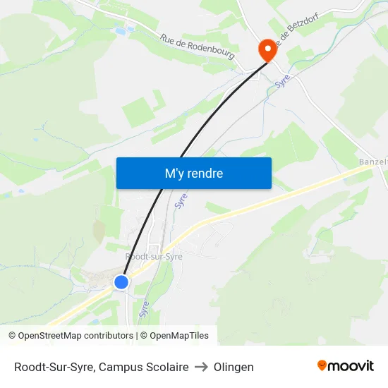 Roodt-Sur-Syre, Campus Scolaire to Olingen map
