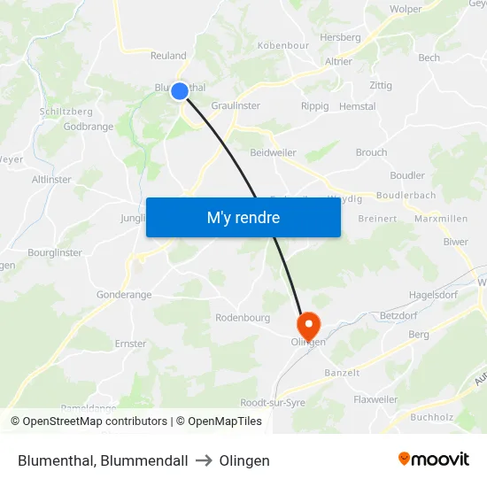 Blumenthal, Blummendall to Olingen map