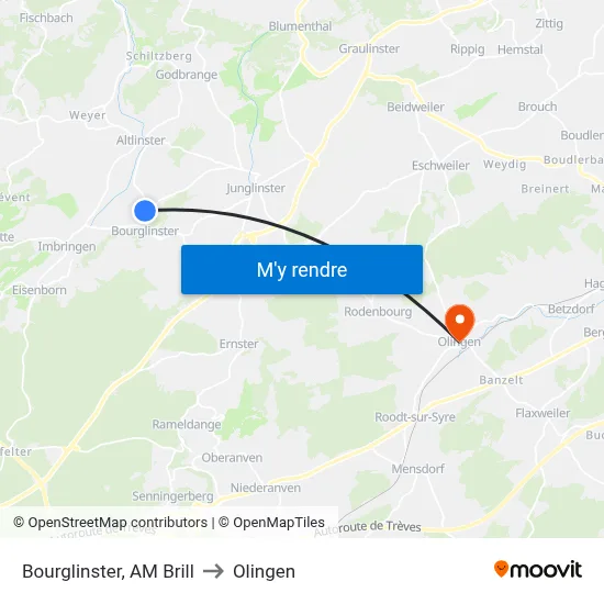 Bourglinster, AM Brill to Olingen map