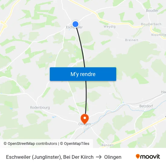 Eschweiler (Junglinster), Bei Der Kiirch to Olingen map