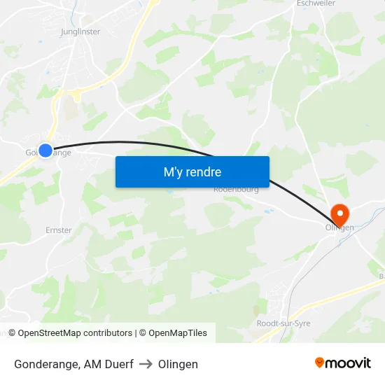 Gonderange, AM Duerf to Olingen map