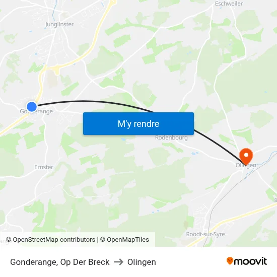 Gonderange, Op Der Breck to Olingen map