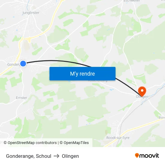 Gonderange, Schoul to Olingen map
