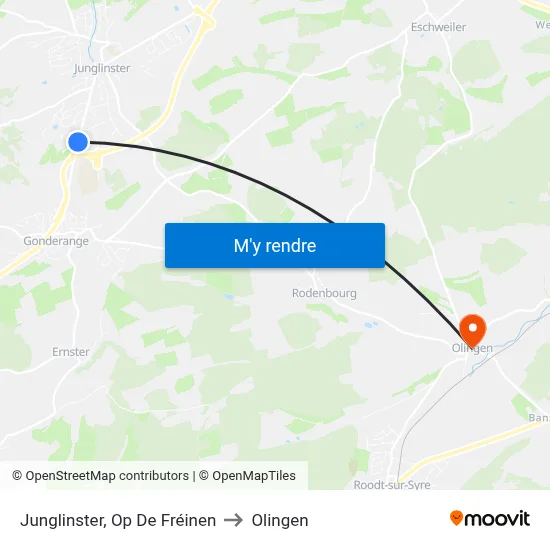 Junglinster, Op De Fréinen to Olingen map