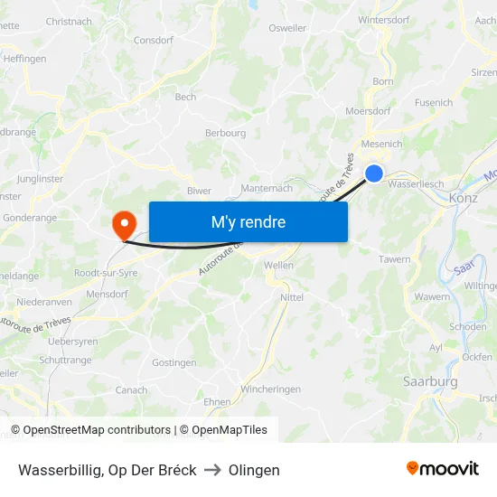 Wasserbillig, Op Der Bréck to Olingen map