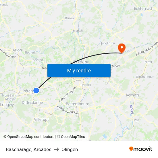 Bascharage, Arcades to Olingen map