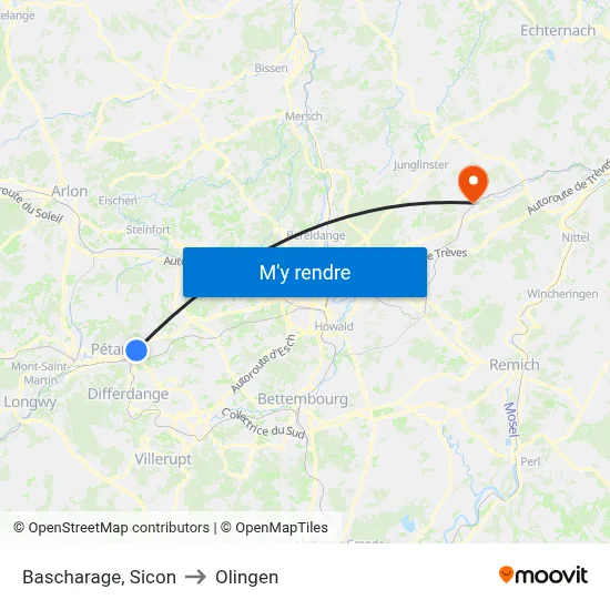 Bascharage, Sicon to Olingen map