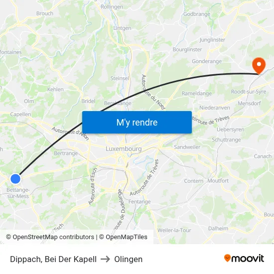 Dippach, Bei Der Kapell to Olingen map