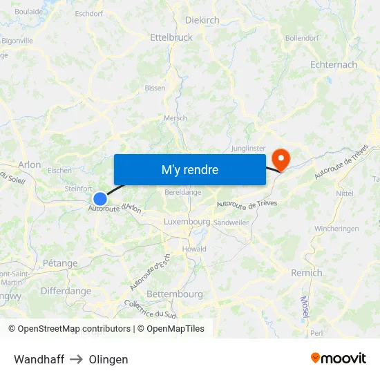 Wandhaff to Olingen map