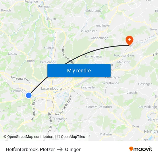 Helfenterbréck, Pletzer to Olingen map