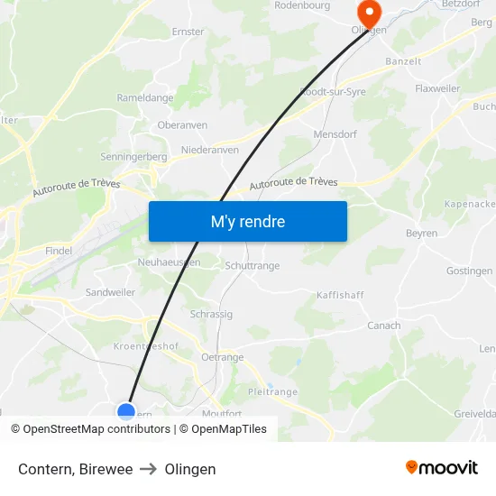 Contern, Birewee to Olingen map