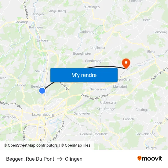 Beggen, Rue Du Pont to Olingen map